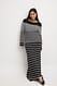 Black/White Stripe Fein gestricktes, gestreiftes Midikleid