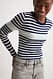 Navy/White Fein gestrickter, gestreifter Pullover