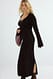 Burgundy Fine Knitted Trumpet Sleeve Midi Dress