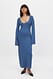 Burgundy Fine Knitted Trumpet Sleeve Midi Dress