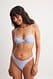 Blue/White Hochgeschnittenes Bikini-Höschen mit Blumendetail