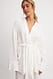 White Fließender Blazer mit Gürtel