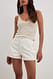 Beige Jeans-Shorts mit Falten