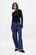 Mid Blue Locker geschnittene Jeans mit Umschlag