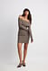 Brown Schulterfreies Strick-Minikleid mit Falteneffekt