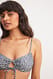 Navy Blue Flower Bikini-Oberteil mit Kordelzug vorne