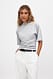 Grey Melange Tailliertes Baumwoll-T-Shirt mit Trichterausschnitt