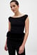 Black Top mit Kunstfell-Detail