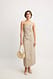 Beige Trägerloses Maxikleid aus Gebardine mit Knöpfen