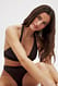 Dark Brown recyceltes Bikini-Höschen mit hoher Taille