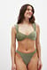 Khaki Bikini-Höschen mit Raffung