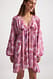 Pink Print Gathered Body Detail Mini Dress