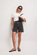 Black Hochtaillierte Denim-Shorts mit rohem Saum