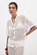 White Hole Knitted Buttoned Short Sleeve Sweater