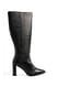 Black Kniehohe Lederstiefel mit abgerundeter Spitze