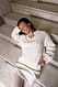 White Cable-Strickpullover mit Schnürung