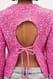 Pink Knitted Open Back Balloon Sleeve Sweater