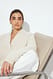 Offwhite Oversize-Strickpullover mit V-Ausschnitt