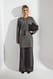 Black Strick-Minikleid mit gepolsterten Schultern
