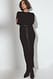 Brown geripptes Strick-Maxikleid