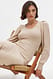 Beige Strickkleid mit Puffärmeln und U-Boot-Ausschnitt