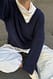 Light Grey Melange Strickpullover aus Wollmischung mit V-Ausschnitt