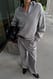 Light Grey Melange Strickpullover aus Wollmischung mit V-Ausschnitt