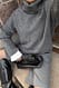 Dark Grey Strickpullover aus Wolle mit Rollkragen