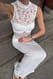 Offwhite Maxikleid mit Spitzendetail
