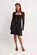 Black Jersey-Minikleid mit Spitzenärmeln