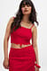 Red Anglaise-Top aus Leinenmischung