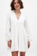 White Luftiges langärmeliges Minikleid aus Leinen-Mix