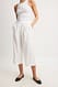 White Weiter Leinen-Hosenrock mit hoher Taille