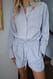 Stripe langärmeliger Mini-Jumpsuit