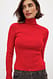 Red Langärmeliger Rollkragenpullover mit Rippenstrick