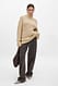 Beige Langer Rollkragen-Strickpullover