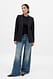 Light Blue Weite Jeans mit niedriger Taille und Nahtdetails