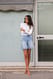 Black Hochtaillierte Denim-Shorts mit rohem Saum