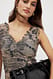 Samba Animal Print Mesh-Top mit Rüschen