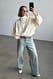 Sand gerade geschnittene Reverse-Jeans mit mittlerer Taille