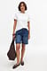 Mid Blue weite Jeans-Shorts mit mittlerer Taille