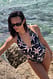Big Flower Print Neckholder-Badeanzug mit tiefem Ausschnitt