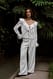 Off White Linen Blend Mid Waist Trousers