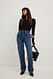 Dark Blue Gerade geschnittene Jeans mit hoher Taille