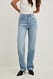 Dark Blue Gerade geschnittene Jeans mit hoher Taille