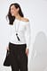 Navy Schulterfreies Jersey-Oberteil