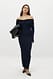Dark Blue schulterfreies Strickkleid