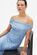Light Blue schulterfreies Midikleid aus Spitze
