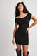 Brown Schulterfreies Strick-Minikleid