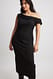 Black Einseitig schulterfreies, drapiertes Midikleid